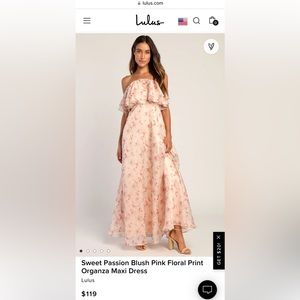 Lulus Sweet Passion Blush Pink Floral Print Organza Maxi Dress